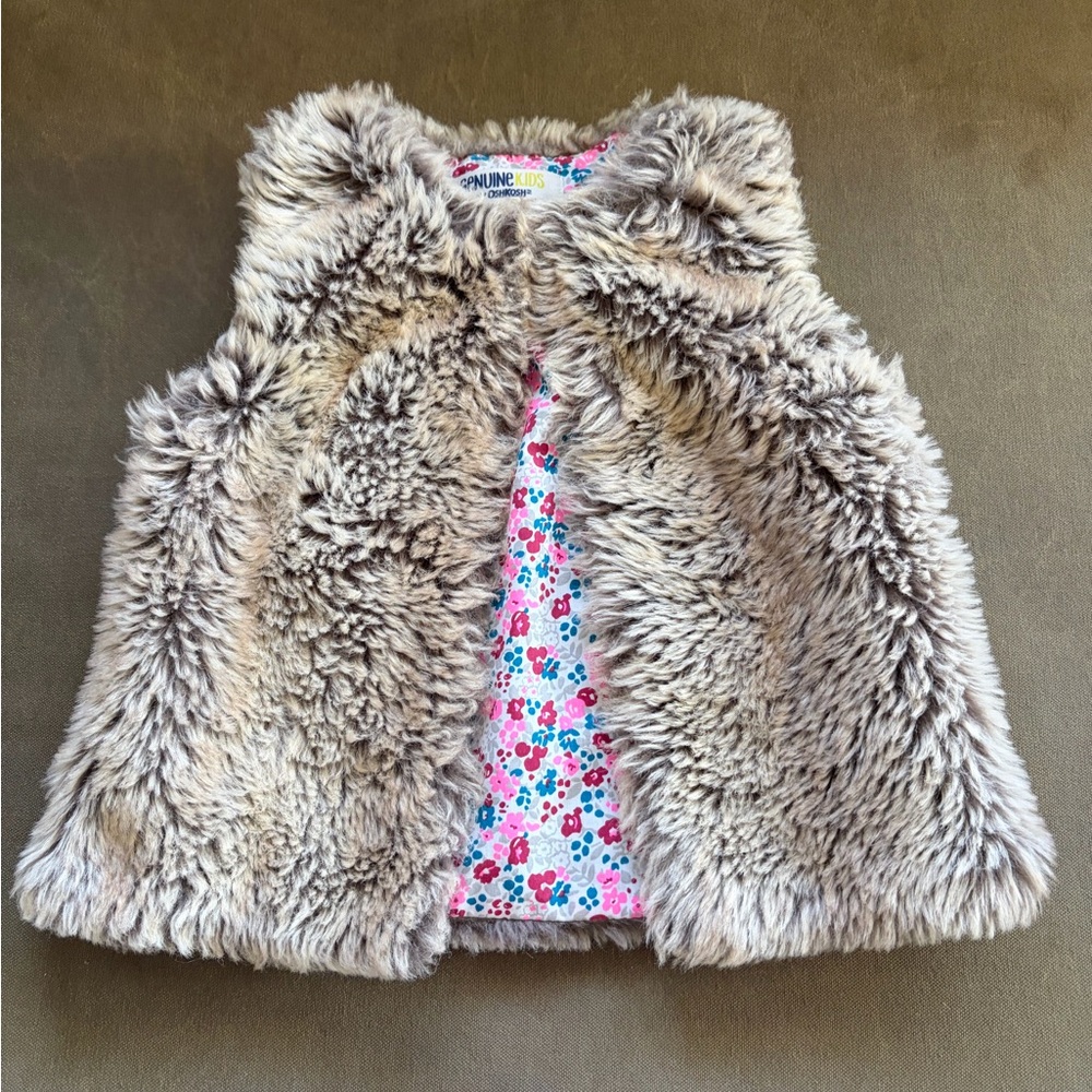 Faux Fur Kids Vest - Tan